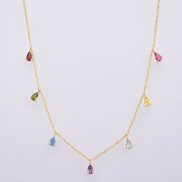 Colorful Drops Gold Necklace 
