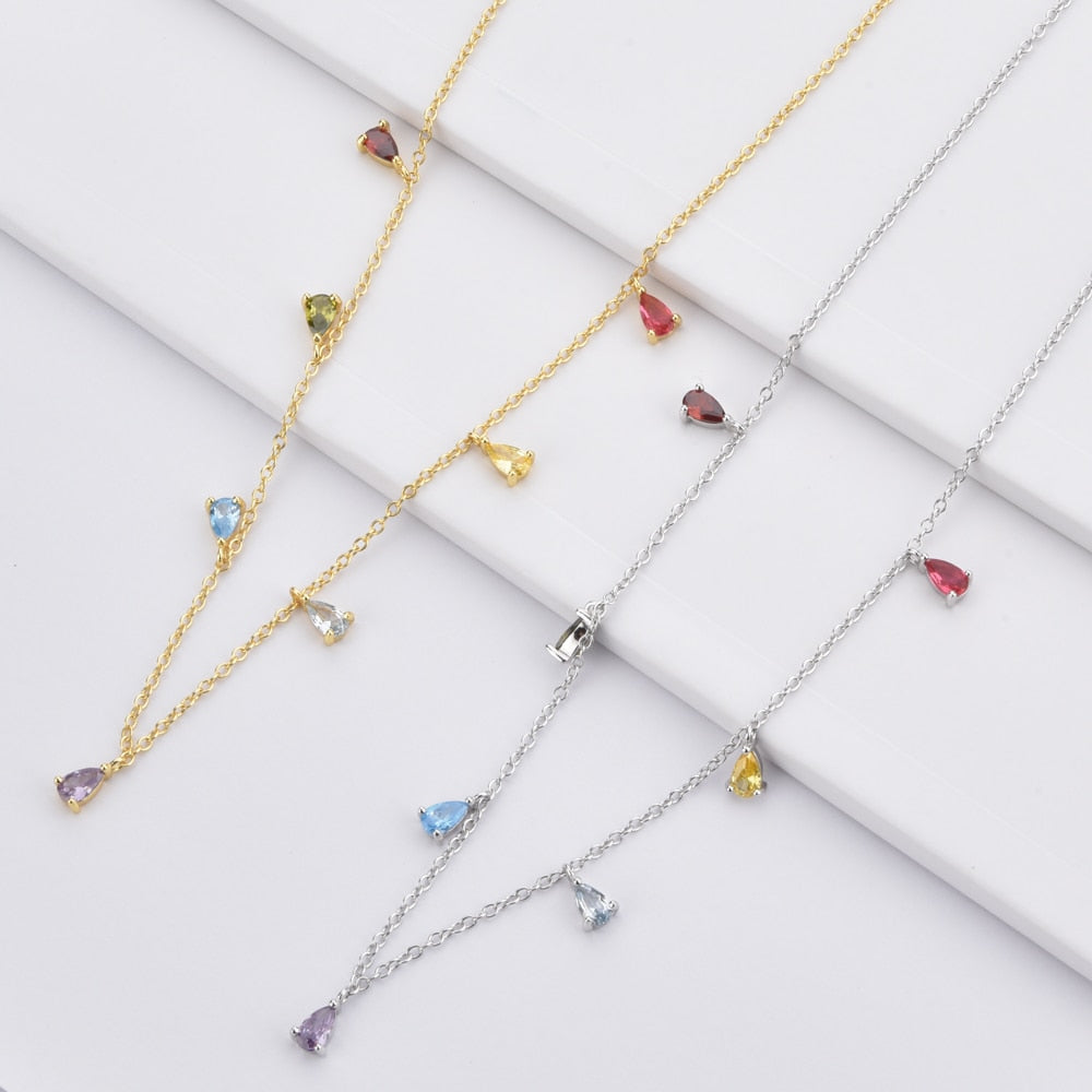 Colorful Drops Gold Necklace 