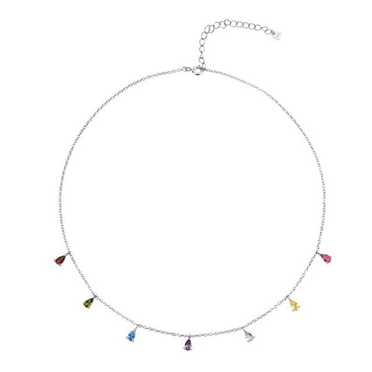 Colorful Drops Silver Necklace 