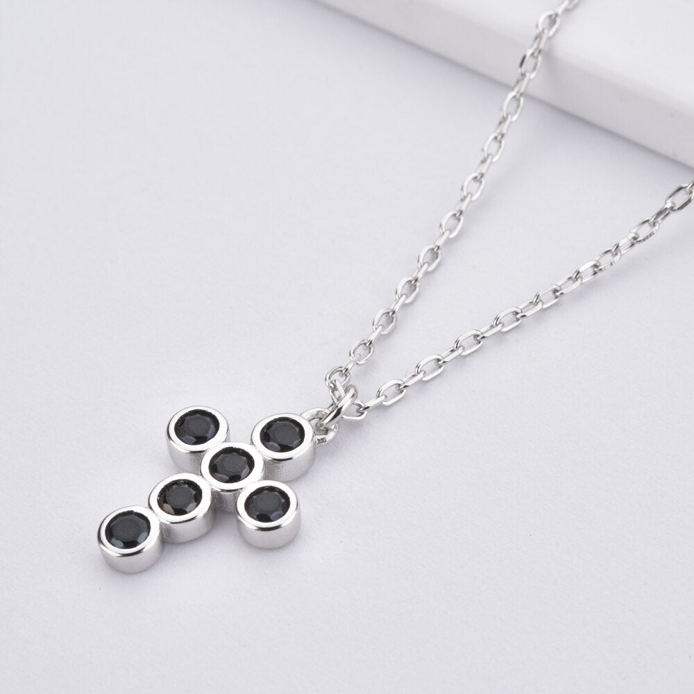 Black Cross Silver Necklace 