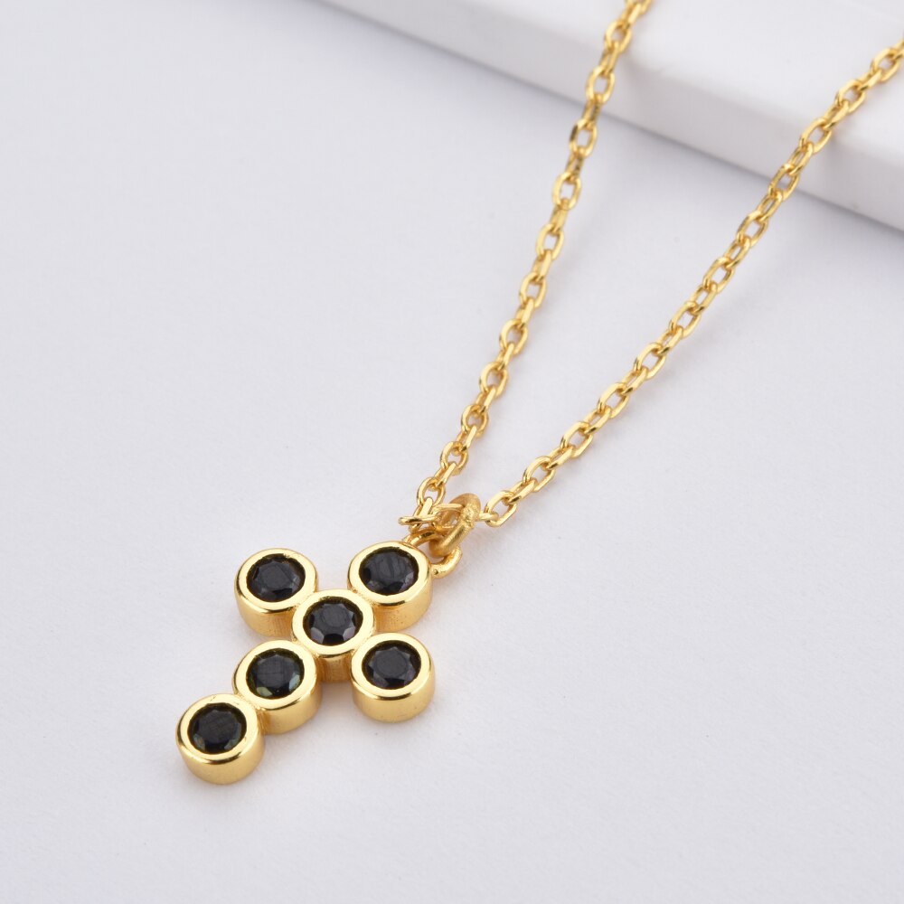 Black Cross Gold Necklace 