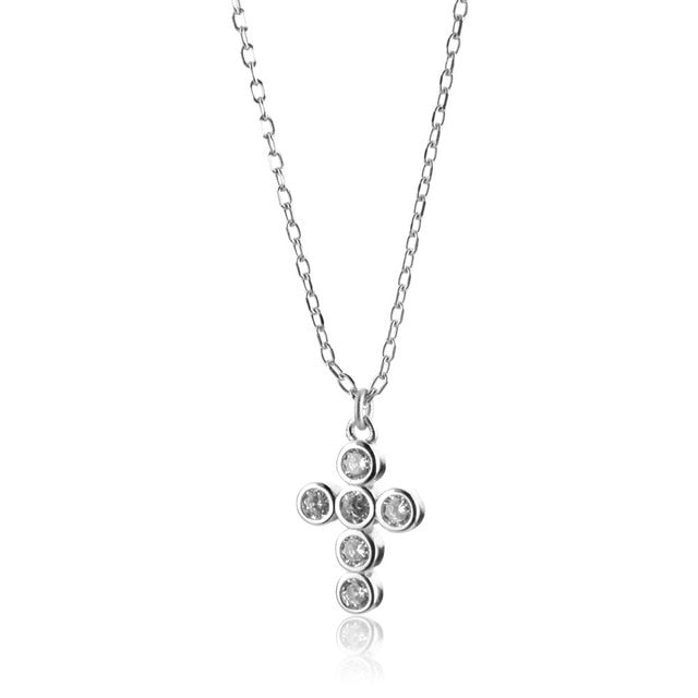 Silver White Cross Necklace 