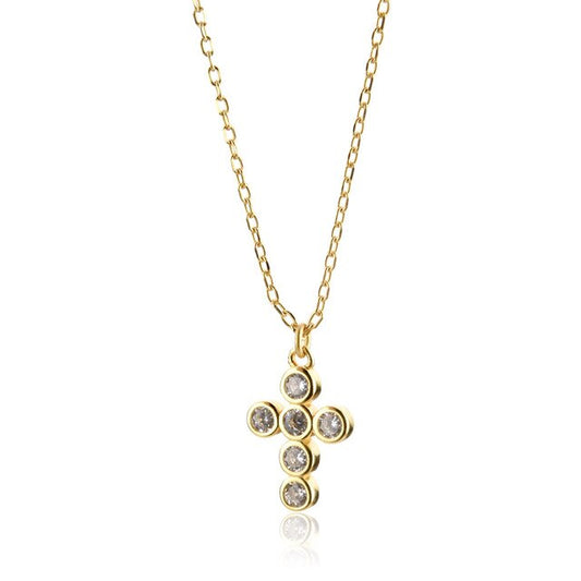 White Cross Gold Necklace 