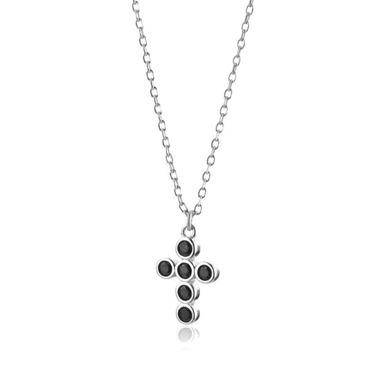 Black Cross Silver Necklace 