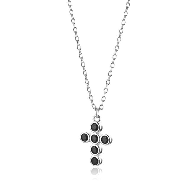 Collar Black Cross Plata