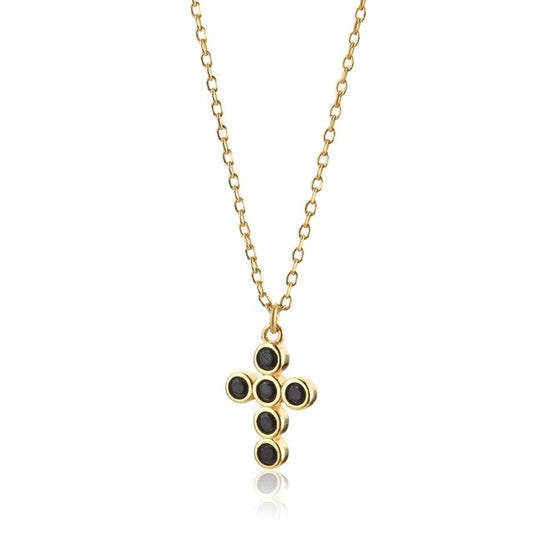Black Cross Gold Necklace 