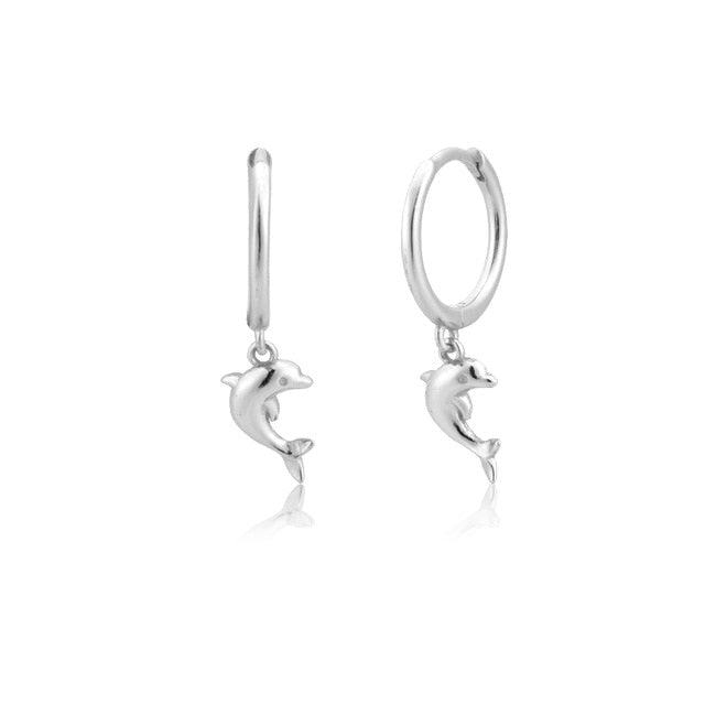 Orecchini a cerchio Dolphin in argento