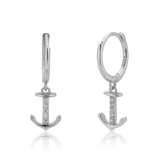 Silver Anchor Hoops 