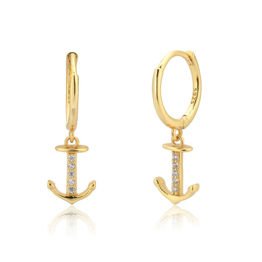 Gold Anchor Hoops 