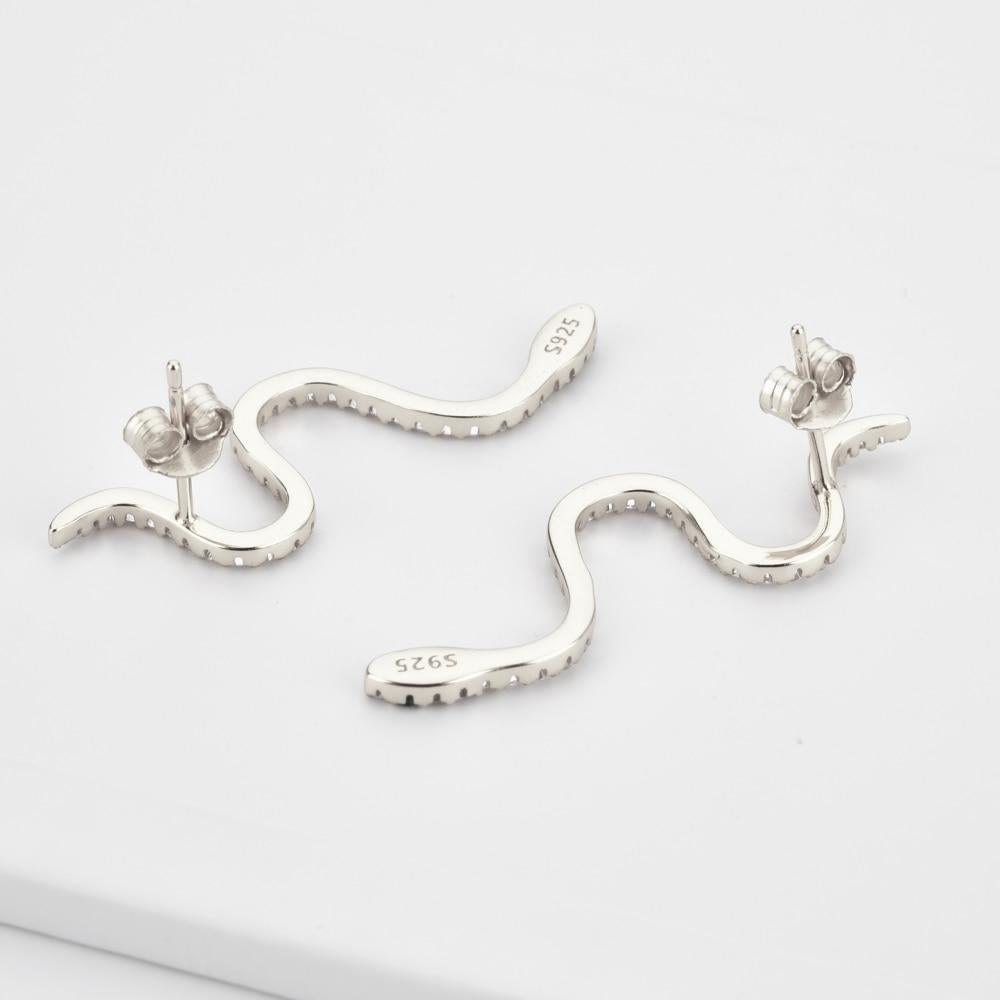 Silver Shiny Snake Earrings 