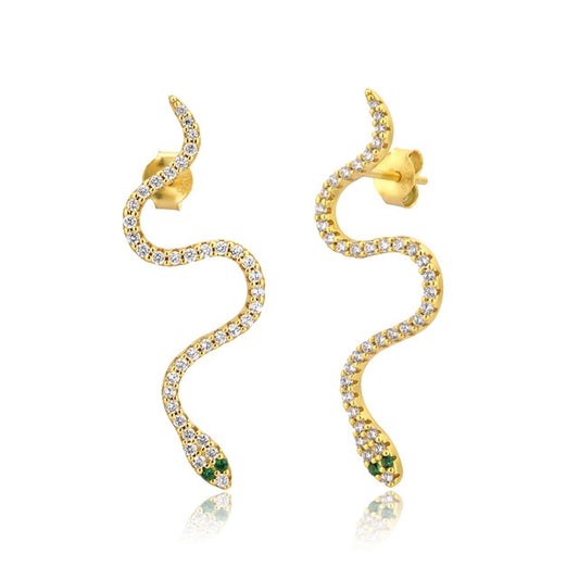 Gold Shiny Snake Earrings 