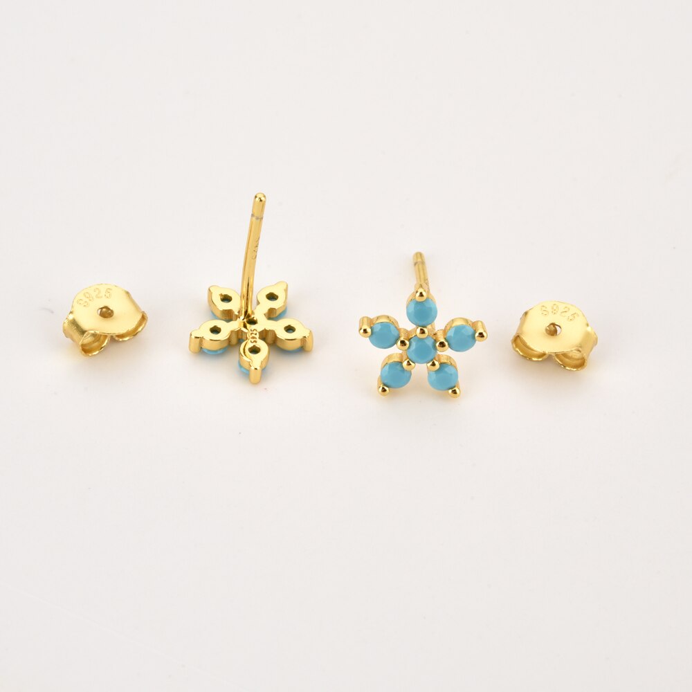 Aquamarine Daisy Gold Earrings 