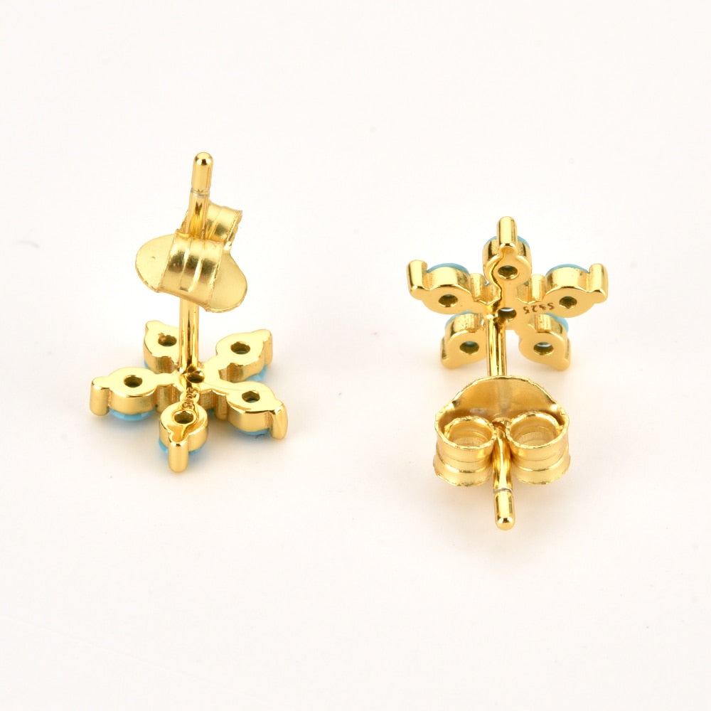 Pendientes Aguamarina Margarita Oro