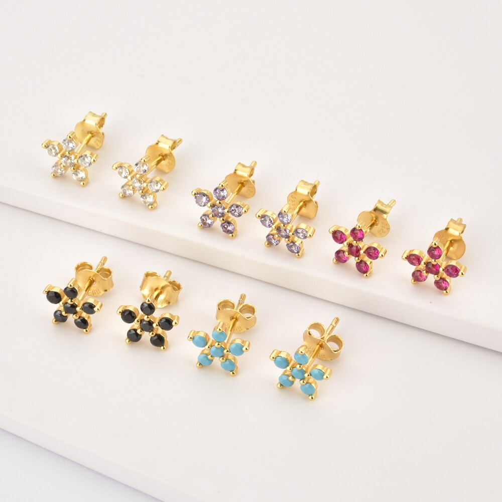 Lilac Daisy Gold Earrings 