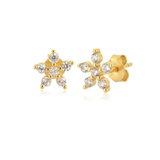 White Daisy Gold Earrings 