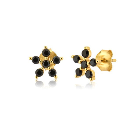 Black Daisy Gold Earrings 