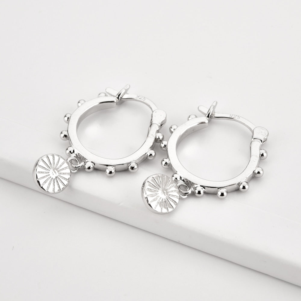 Silver Coin Stud Earrings 