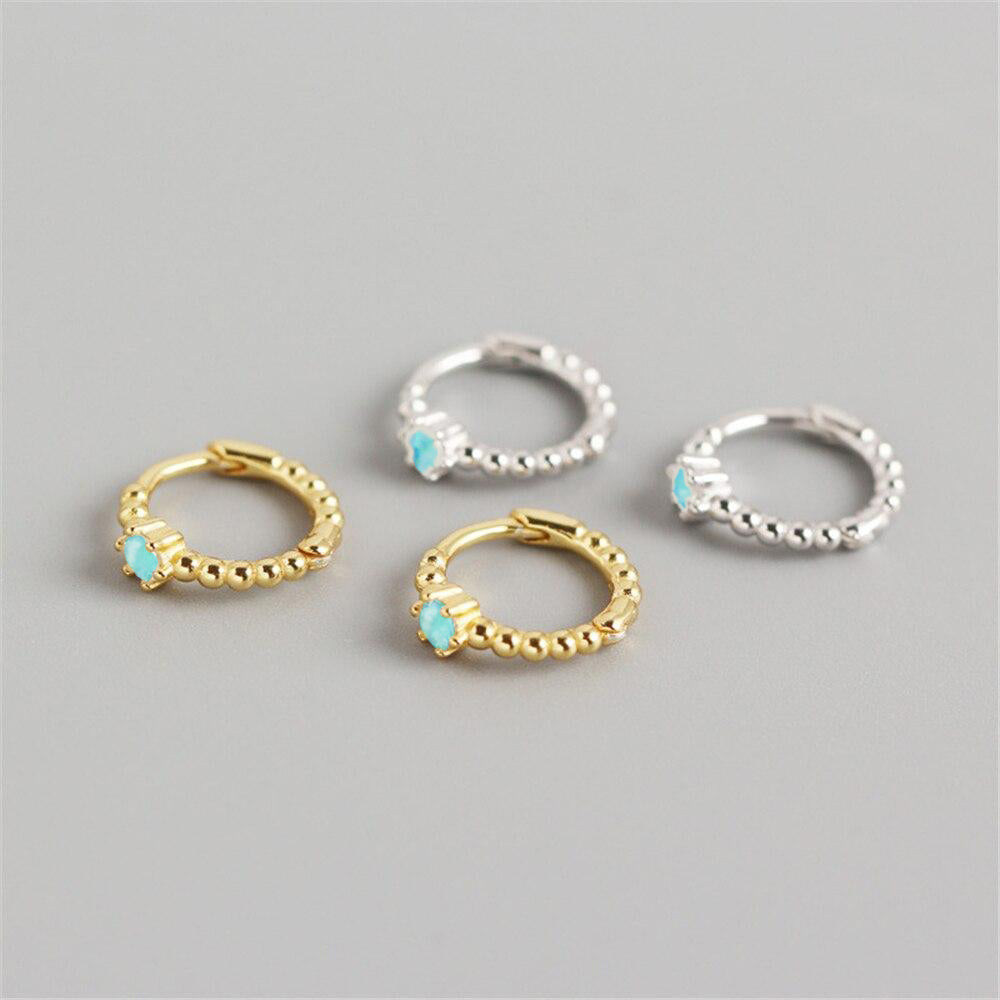 Silver Aquamarine Lis Hoops 