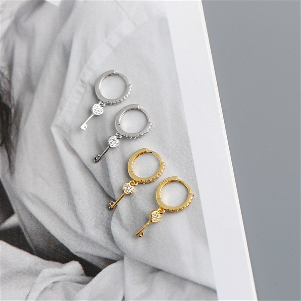 Silver Key of Love Earrings 