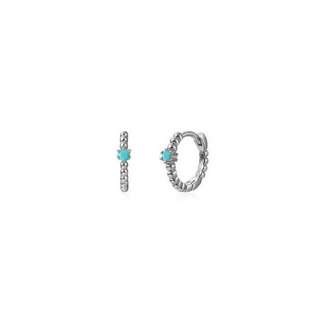 Silver Aquamarine Lis Hoops 