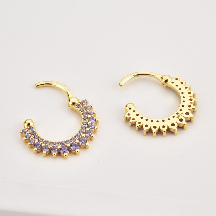Sun Lilac Gold Hoops 