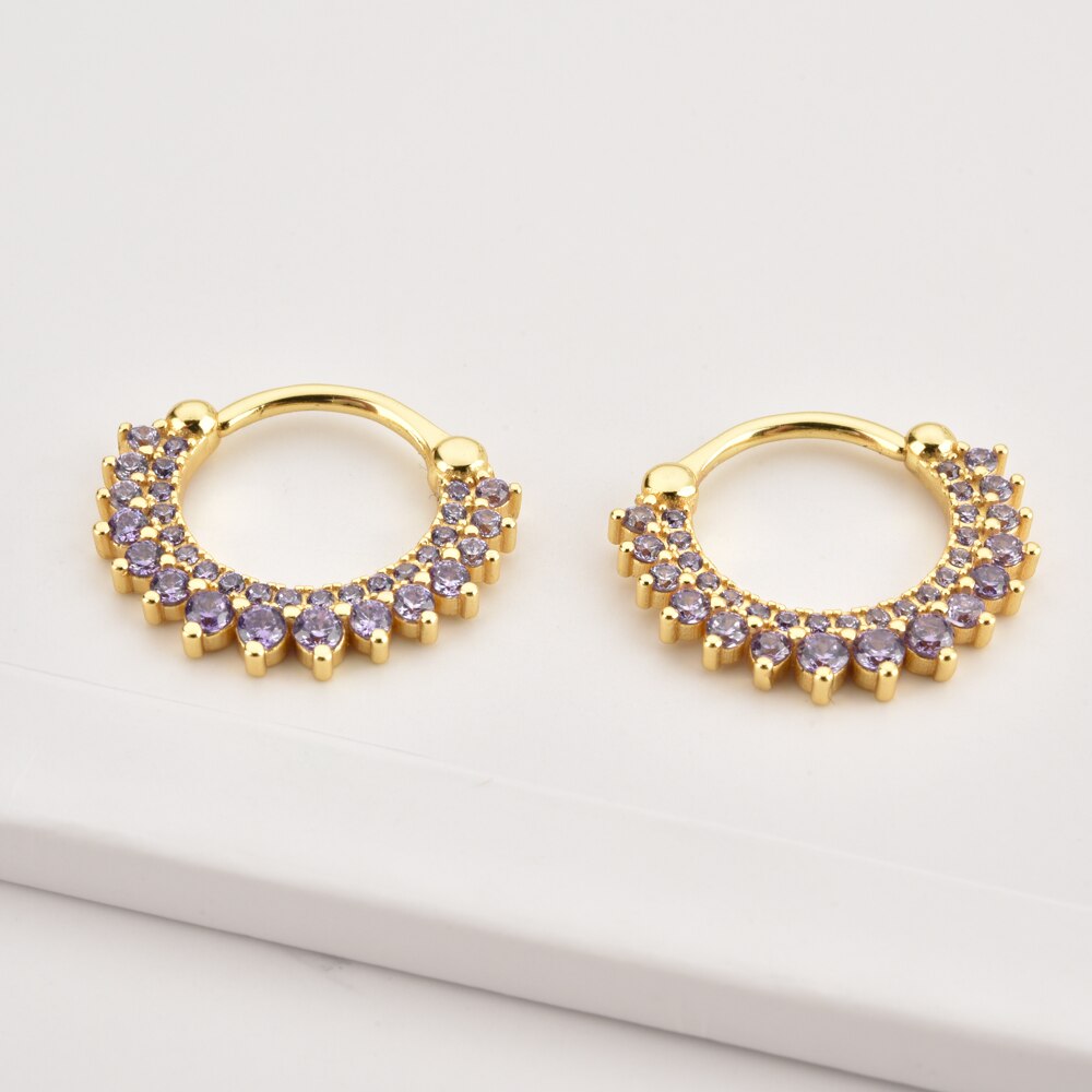 Sun Lilac Gold Hoops 