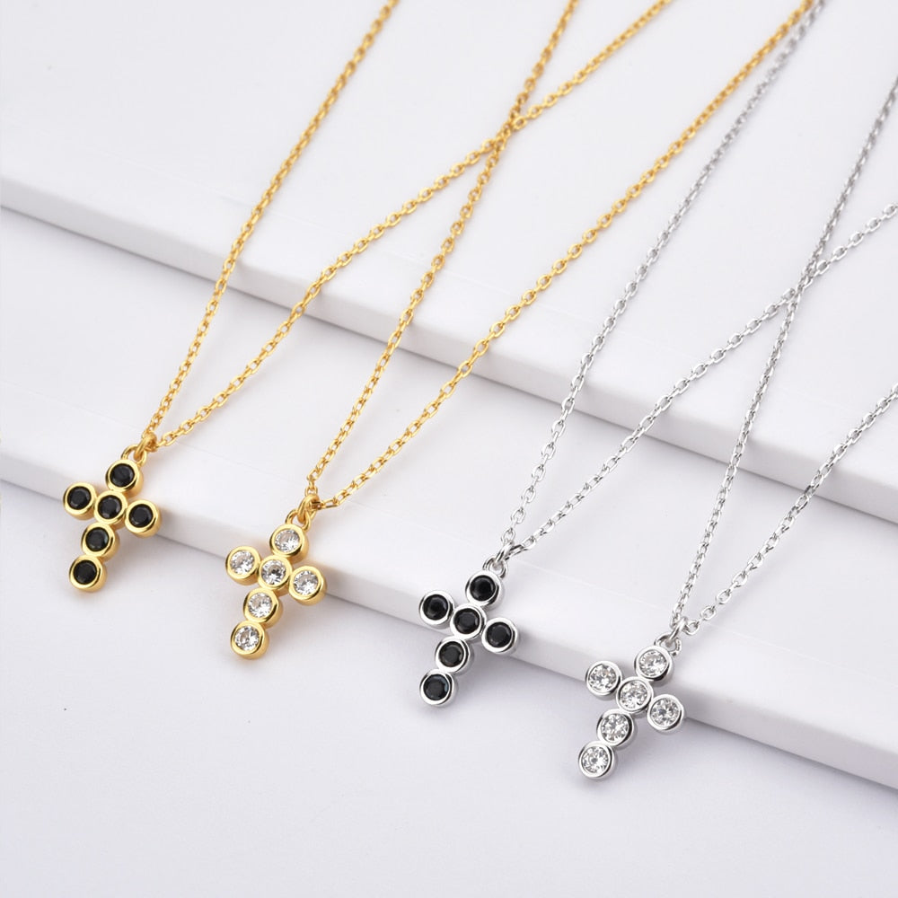 White Cross Gold Necklace 