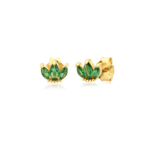 Green Tulip Gold Earrings 