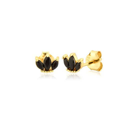 Black Tulip Gold Earrings 