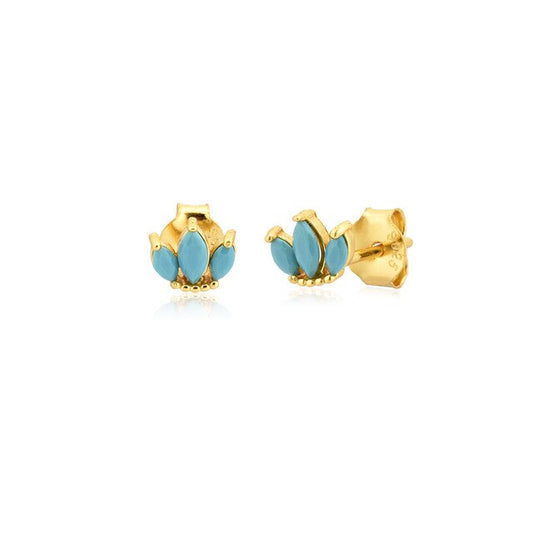 Aquamarine Tulip Gold Earrings 