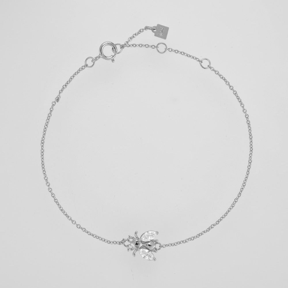 White Beetle Silver Bracelet 