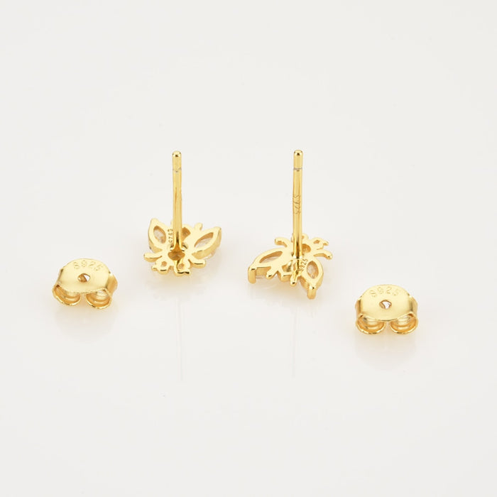 White Beetle Gold Earrings 