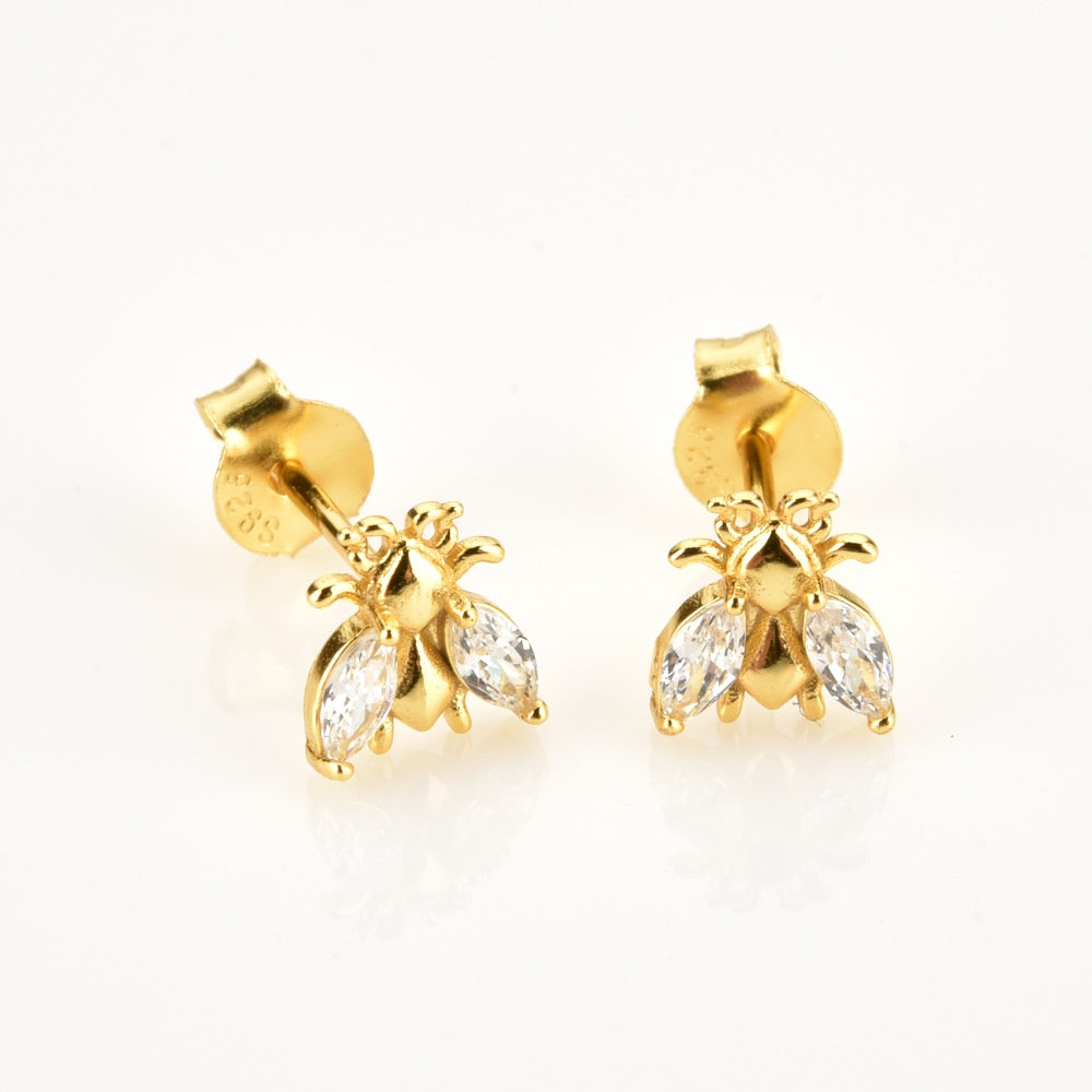 Pendientes White Beetle Oro