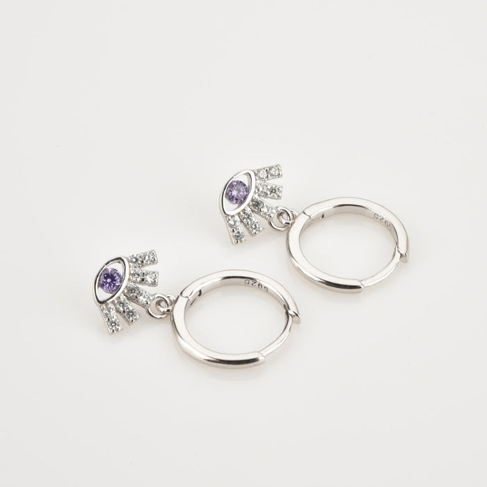Lila Eyes Silver Hoops 