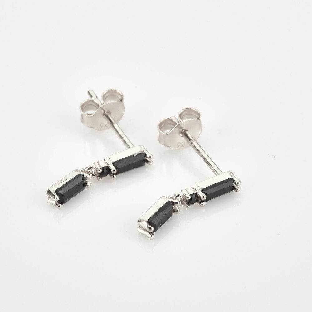 Vinni Black Silver Earrings 