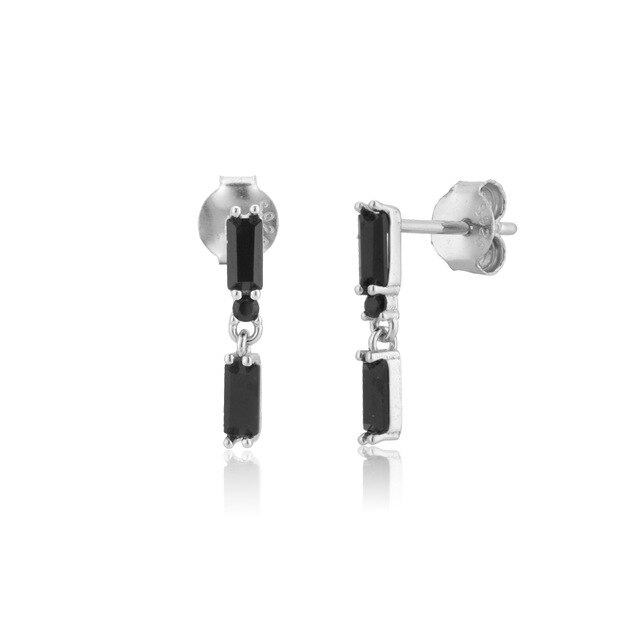 Vinni Black Silver Earrings 