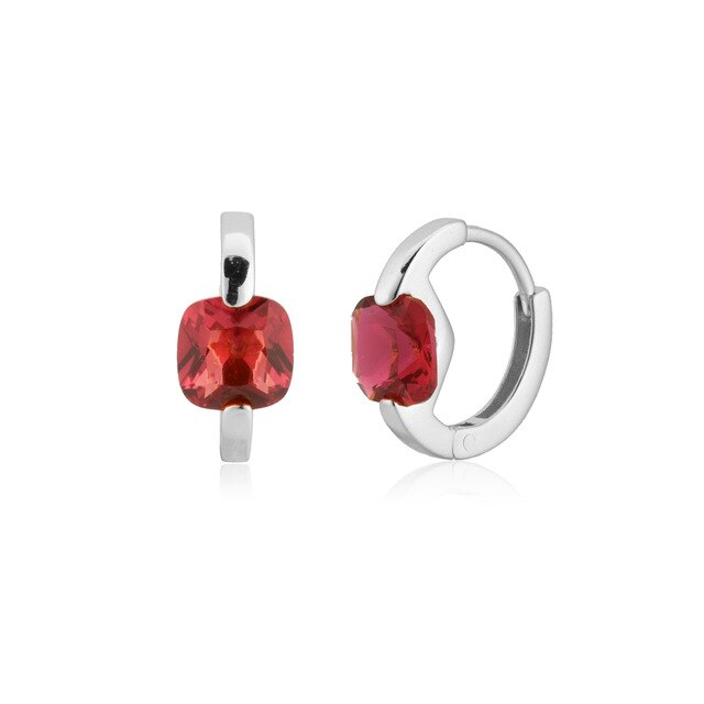 Meg Red Silver Hoops 