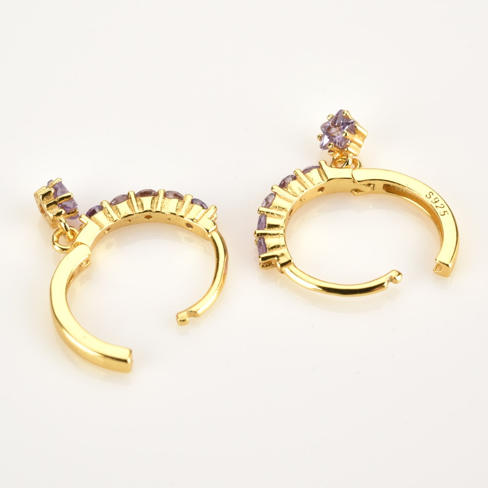 Destiny Lilac Gold Hoops 