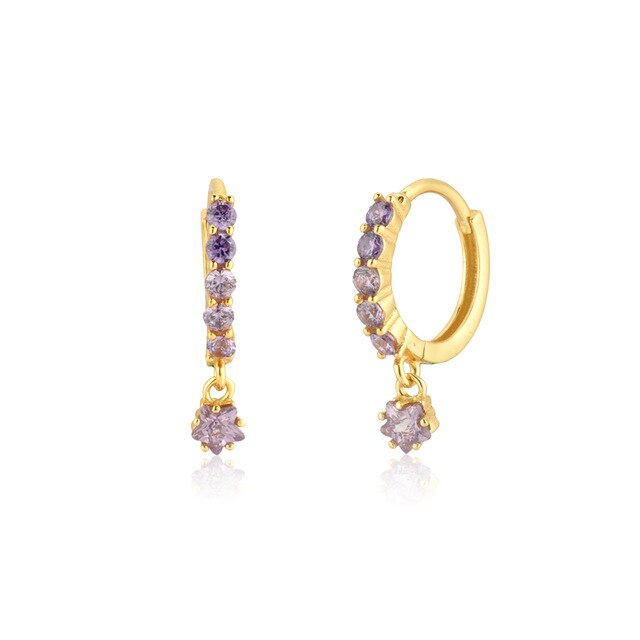 Destiny Lilac Gold Hoops 