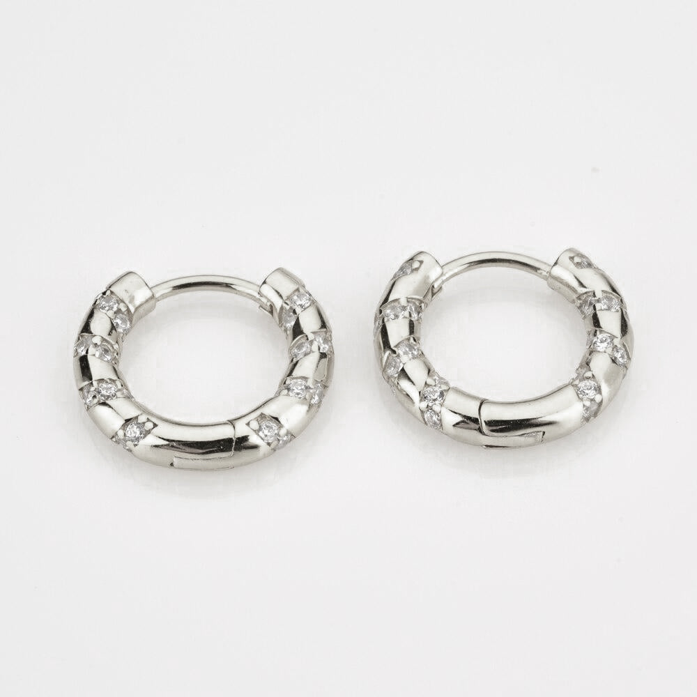 White Neila Silver Hoops 