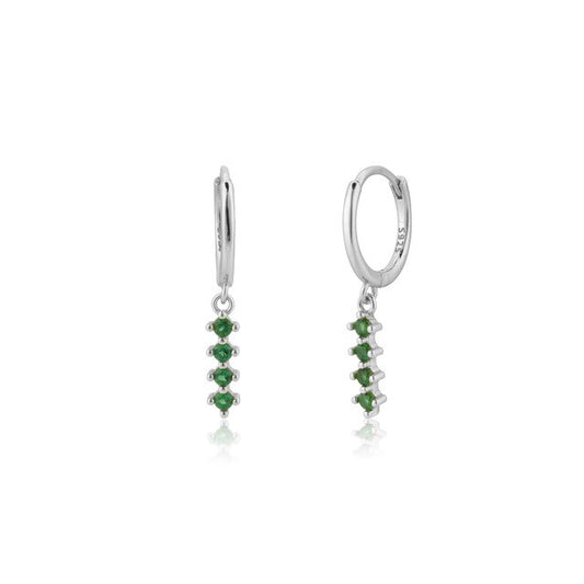 Litza Green Silver Hoops 