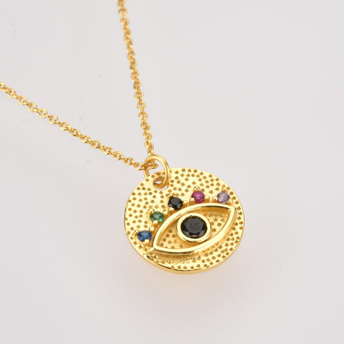 Gold Colorful Eye Necklace 