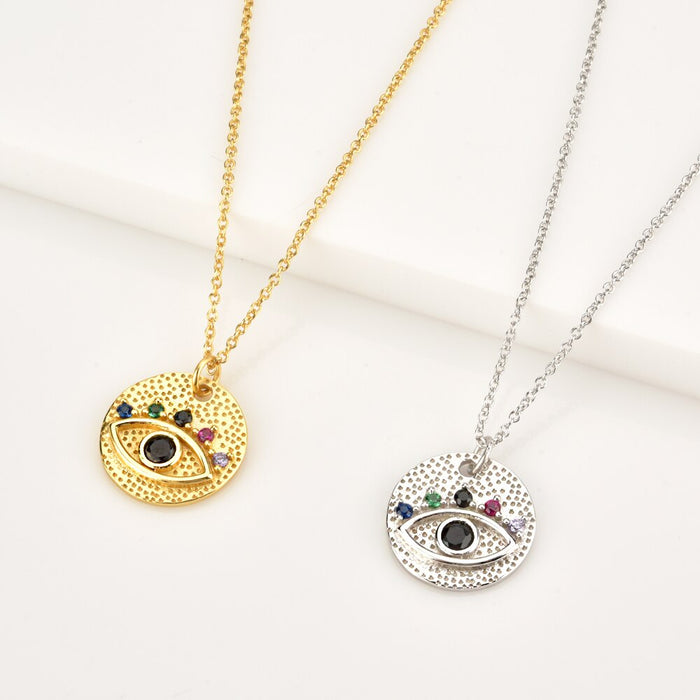 Gold Colorful Eye Necklace 