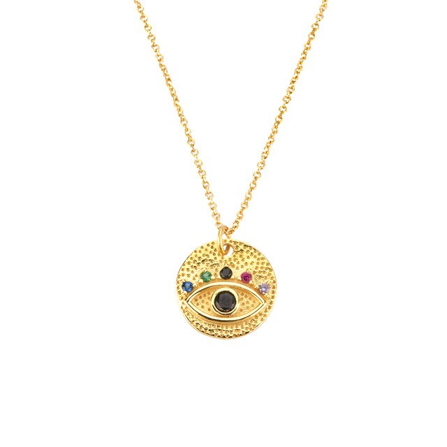 Gold Colorful Eye Necklace 