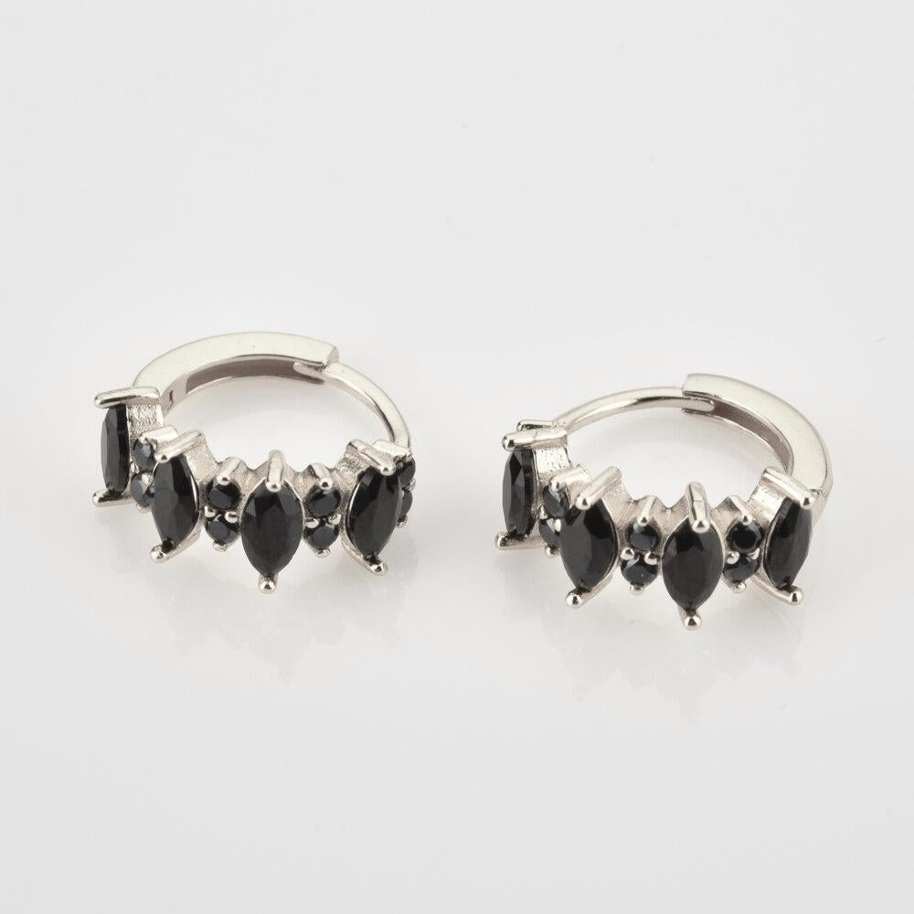 Irina Black Silver Earrings 