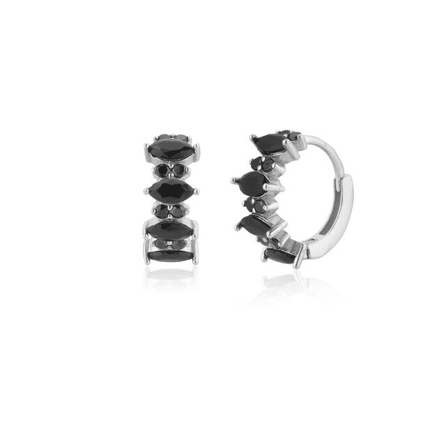 Irina Black Silver Earrings 