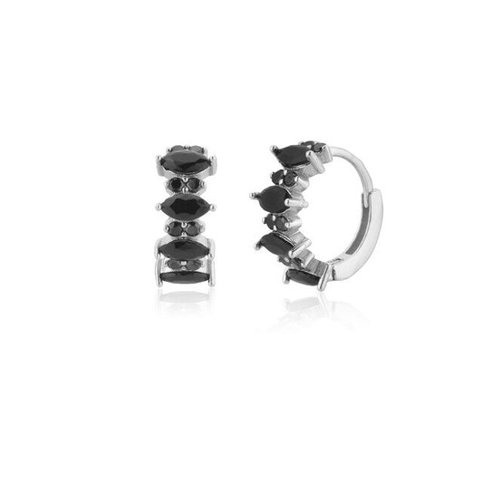 Irina Black Silver Earrings 