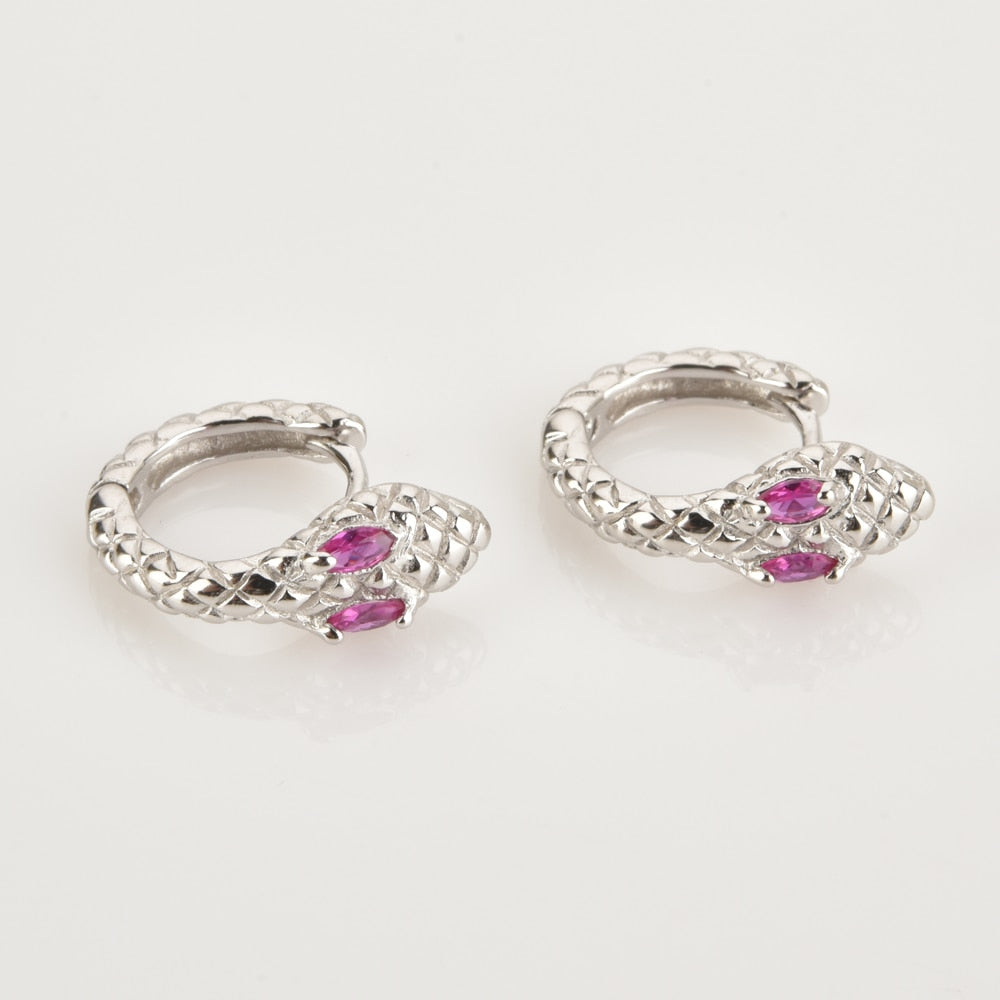 Cobra Pink Silver Hoops 