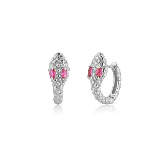 Cobra Pink Silver Hoops 