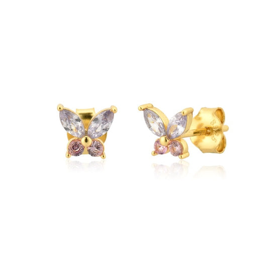 Lilac Butterfly Gold Earrings 